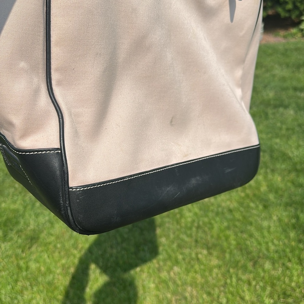 Vintage Coach Hamptons Large Tote Bag Linen/Canvas Cream & Black Leather #7707 - Picture 10 of 11